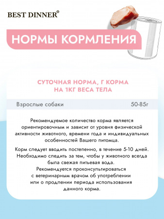Влажный корм Best Dinner Vet Profi Gastrointestinal Low Fat для взрослых собак, при нарушениях пищеварения, с птицей, 340г