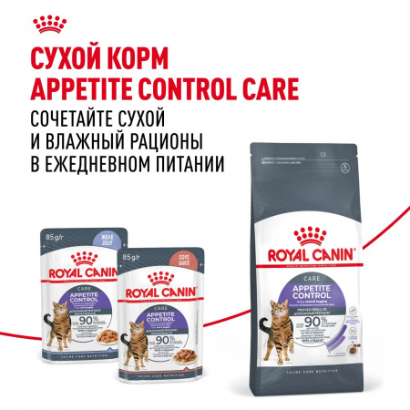 Влажный корм ROYAL CANIN Appetite Control Care для взрослых кошек, для контроля выпрашивания корма, мелкие кусочки в соусе, 85г