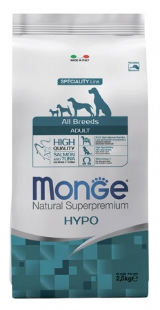 Сухой корм Monge Dog Speciality Line Hypo для взрослых собак, гипоаллергенный, из лосося с тунцом, 2,5 кг
