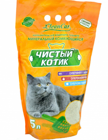 Наполнитель"Чистый котик " комкующийся 5л.
