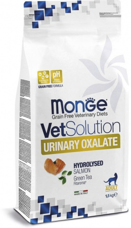 Сухой корм Monge Cat VetSolution Urinary Oxalate для взрослых кошек, при заболеваниях мочеполовой системы и оксалатном течении МКБ, 1,5 кг