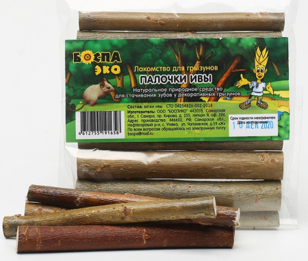 Лакомство БОСПА ЭКО для грызунов, Палочки Ивы, 10шт
