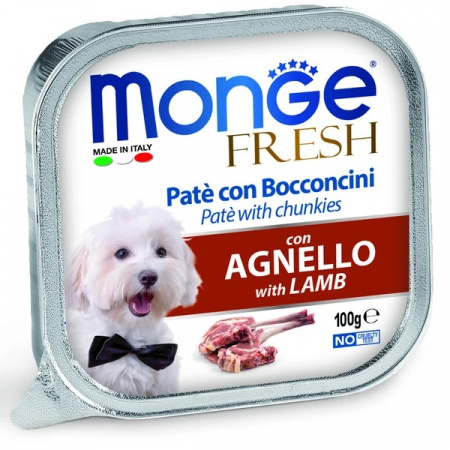 Влажный корм Monge Dog Fresh для взрослых собак, с ягненком, 100г