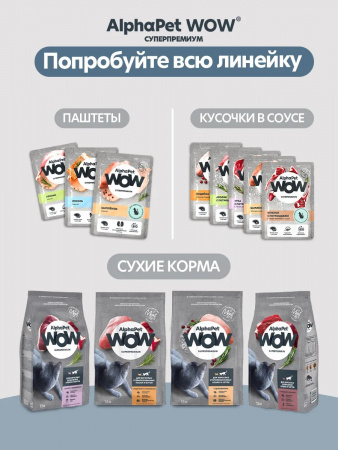Влажный корм AlphaPet WOW Суперпремиум для котят, беременных и кормящих кошек, паштет с лососем, 85г