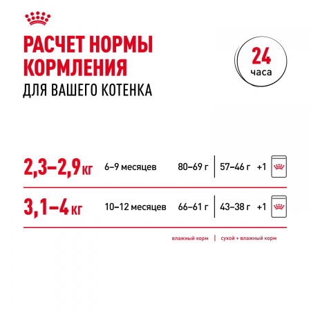 Влажный корм ROYAL CANIN Kitten Sterilised для кастрированных и стерилизованных котят в возрасте от 6 до 12 месяцев, кусочки в соусе, 85г