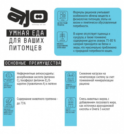Сухой корм AJO Cat BASIC LINE ACTIVE для взрослых активных кошек, курица индейка, 400г