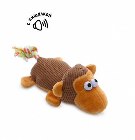 PL20011 Игрушка для домашних животных Обезьяна "Чистый котик" коричневый, 18см, плюш