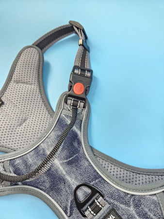 LH-106 Шлейка для домашних животных "Джинс M" Чистый котик
