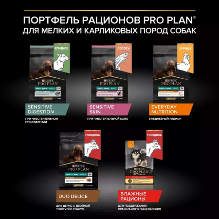 Сухой корм Purina PRO PLAN Sensitive Digestion для взрослых собак мелких и карликовых пород, с чувствительным пищеварением, с ягненком, 700 г