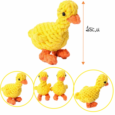 HLTG 12052 Верёвочная игрушка для домашних животных Утка, 15см, цвет желтый