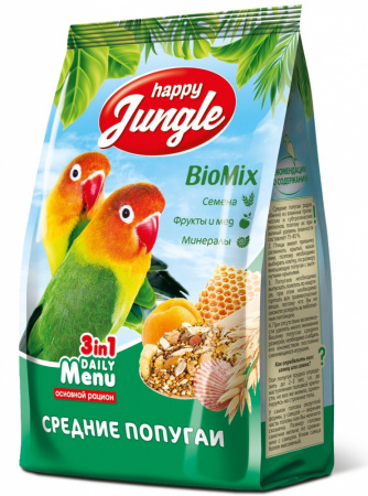 Сухой корм Happy Jungle для средних попугаев 500г