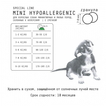Сухой корм AJO Dog MINI HYPOALLERGENIC, для взрослых собак миниатюрных и малых пород, склонных к аллергиям, 2кг