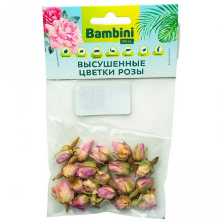 Лакомство Bambini Pets высушенные цветы розы для грызунов и кроликов, 10г