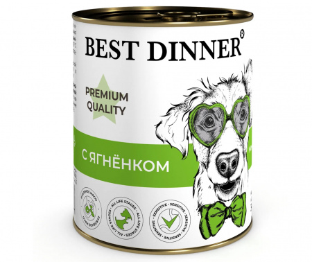 Влажный корм Best Dinner Меню №1, для взрослых собак и щенков с 6 месяцев, с ягненком, 340г