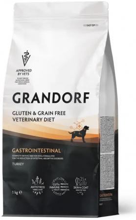 Сухой корм GRANDORF DOG Veterinary Diet Gastrointestinal для взрослых собак, при острых расстройствах пищеварения, с индейкой, 1 кг