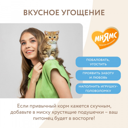 Лакомство Мнямс для котят, хрустящие подушечки, с цыпленком и яйцом, 60г