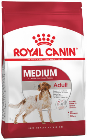 Сухой корм ROYAL CANIN Medium Adult для взрослых собак средних размеров (весом от 11 до 25 кг) в возрасте от 12 месяцев до 7 лет 15кг