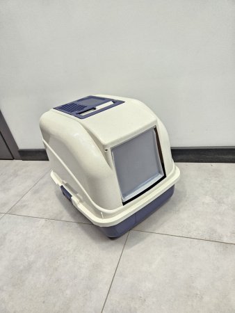 CAT-L01F Закрытый туалет для кошек "Чистый котик",с фильтром синий 50х40х41см