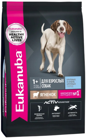 Сухой корм EUKANUBA для взрослых собак крупных и очень крупных пород, с ягненком, 3 кг