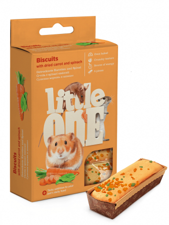 Лакомство Little One, для мелких грызунов, бисквиты с морковью и шпинатом, 35г