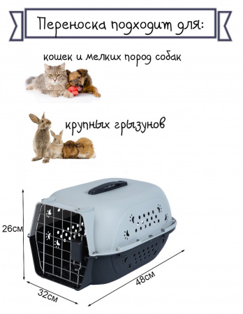 HP-B01S Авиа переноска для домашних животных "Чистый котик" 47,5*32,5*25 см серый