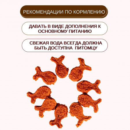 Лакомство Wanpy Dog для собак всех пород, лакомые кусочки из нежного лосося в форме рыбок, 100г