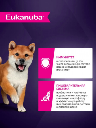 Сухой корм EUKANUBA для щенков мелких и средних пород до 12 месяцев, с ягненком, 3 кг