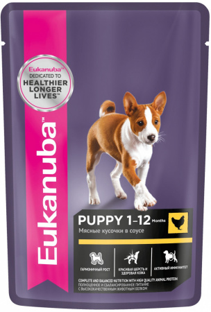 Влажный корм EUKANUBA для щенков от 1 до 12 месяцев, курица в соусе, 85г