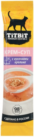 Лакомство TiTBiT для кошек, крем-суп с кусочками кролика, 10г