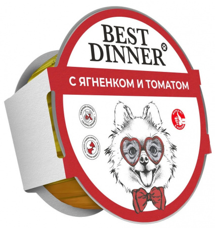Влажный корм Best Dinner для щенков и собак мелких пород, паштет с ягненком и томатом, 100г