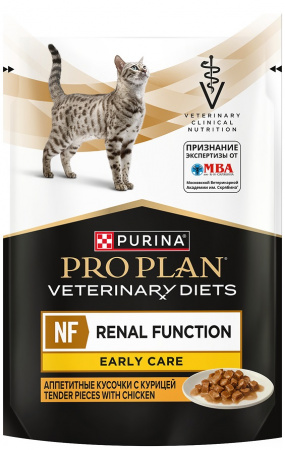 Влажный корм PRO PLAN VETERINARY DIETS NF Renal Function Early Care для кошек, для поддержания функции почек при ХПН, с курицей, 85г