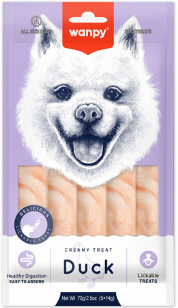 Лакомство-крем Wanpy Dog для собак, Нежное пюре из утки, 70г