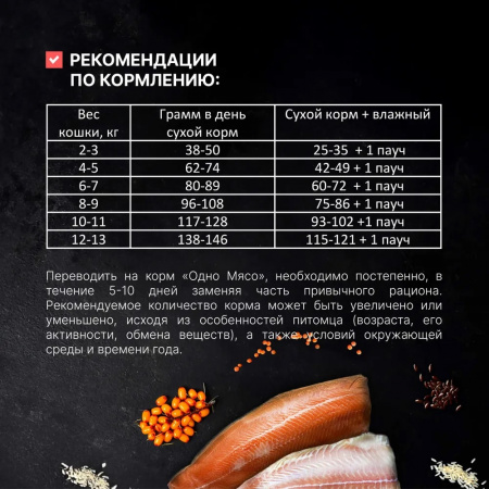 Сухой корм Одно Мясо для взрослых кошек с рыбой 1,5кг