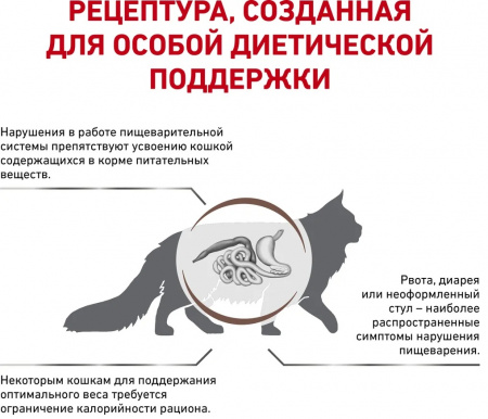 Сухой корм ROYAL CANIN Gastrointestinal Moderate Calorie GIM 35 Feline,для кошек при расстройствах пищеварения, 2кг