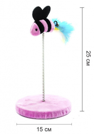 CT19076 Игрушка для кошек Рыбка на пружине, Чистый котик, розовый, 25см, искус.мех, дерево, пластик  