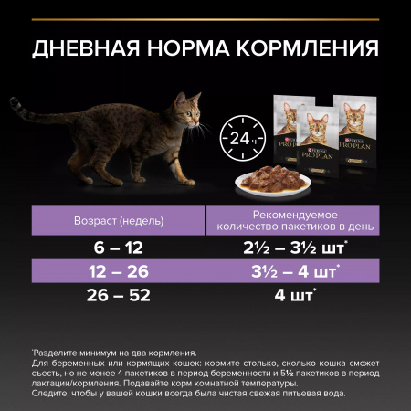 Влажный корм Purina PRO PLAN для котят, с говядиной в соусе, 85г