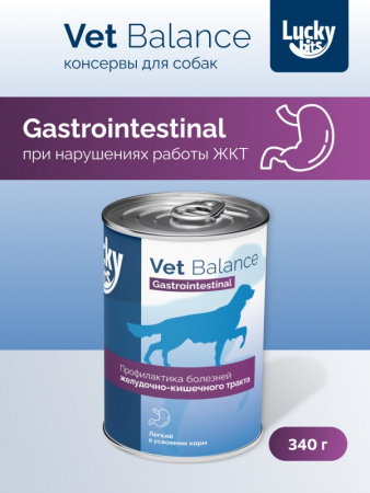 Влажный корм Lucky bits Gastrointestinal для собак всех возрастов, профилактика при нарушениях работы ЖКТ, недостаточности поджелудочной железы, 340г