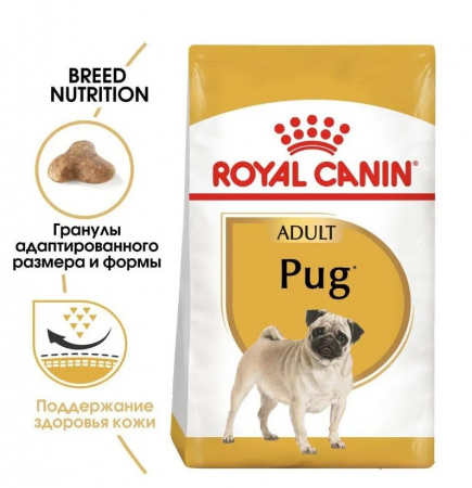 Сухой корм ROYAL CANIN Pug Adult, для взрослых собак породы Мопс от 10 месяцев, 500г