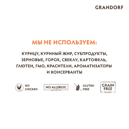 Сухой корм GRANDORF DOG для взрослых собак средних и крупных пород, с чувствительным пищеварением или склонных к аллергии, утка с индейкой, 10 кг
