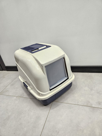 CAT-L01F Закрытый туалет для кошек "Чистый котик",с фильтром синий 50х40х41см