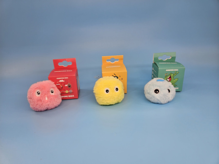 EN-SD02 Игрушка для кошек, плюшевый мячик со звуком животных. Цвет: розовый