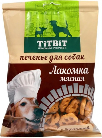 Лакомство TiTBiT для собак, печенье Лакомка мясная с бараниной, 200г