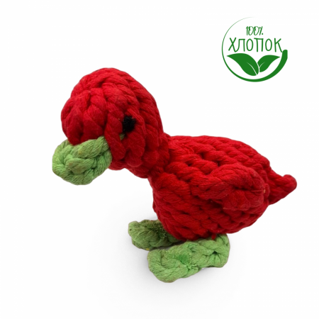 HLTG12052 Верёвочная игрушка для домашних животных Утка, цвет красный