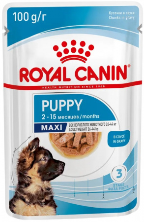 Влажный корм ROYAL CANIN Maxi Puppy для щенков крупных пород до 15 месяцев, кусочки в соусе, 100г
