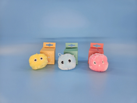 EN-SD03 Игрушка для кошек, плюшевый мячик со звуком животных и светодиодной подсветкой. Цвет: розовы